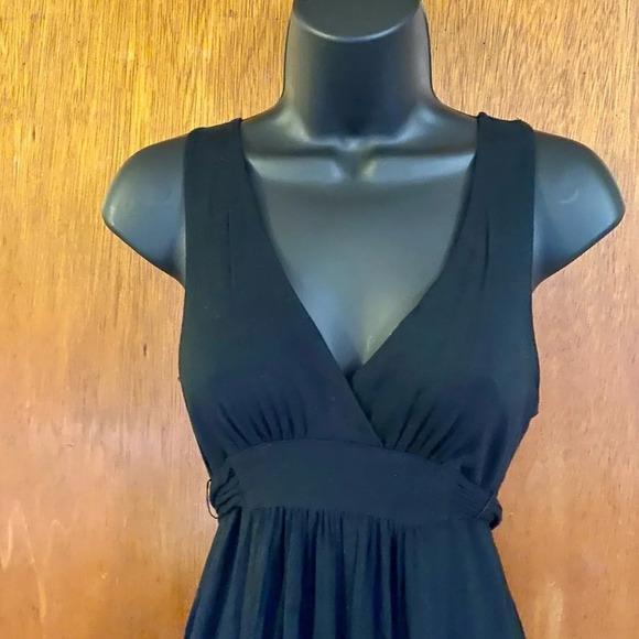 Forever 21 Black Sleeveless V-Neck Mini Dress Small Adjustable Waist Boho Style - Picture 12 of 15